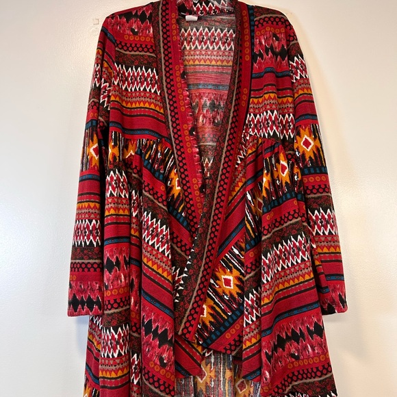 Pretty Young Thing Sweaters - Pretty Young Thing Aztec Patterned Open Front Drape Cardigan‎ Women's Size Large